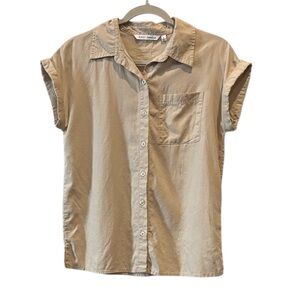 Emily Daniel’s Short Sleeve Button Down Linen Blend Shirt Top Small